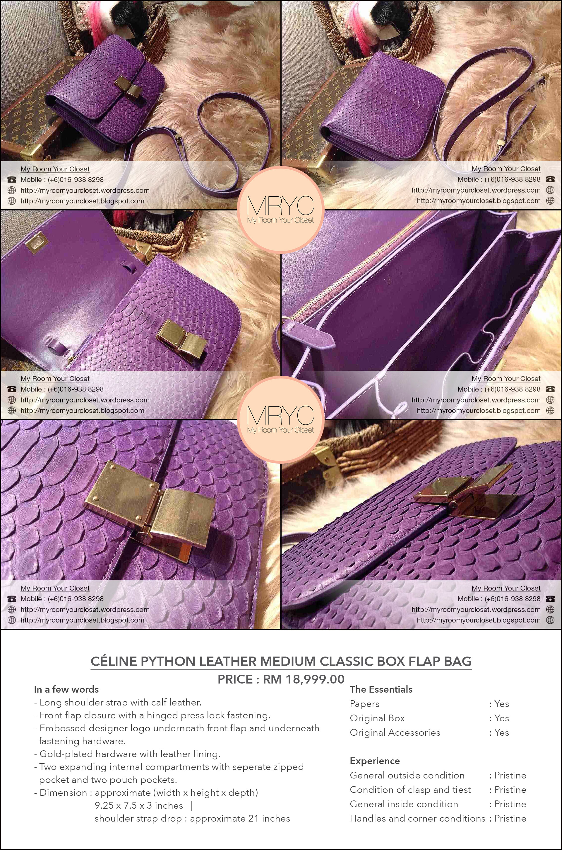 cheap celine bag replica - cc3a9line-python-leather-medium-classic-box-flap-bag1.jpg